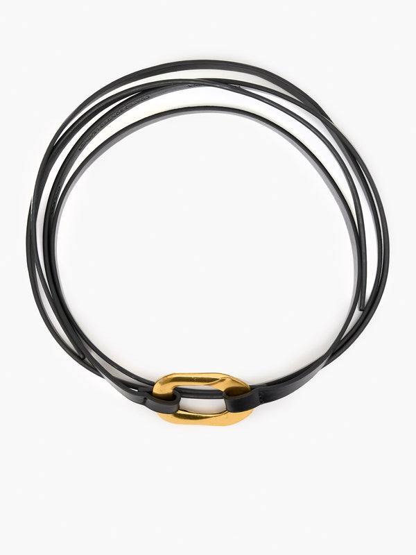 Fcuk Ornate Buckle Skinny Tie Belt Black/Gold