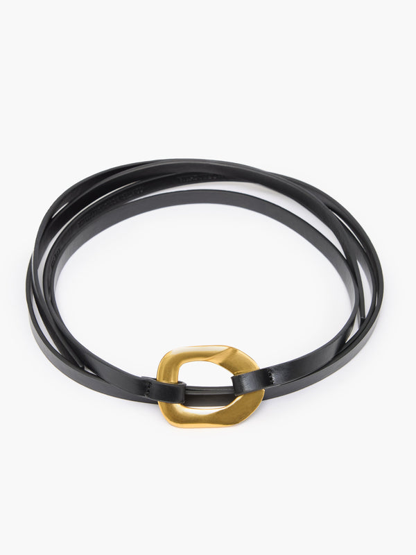 Fcuk Ornate Buckle Skinny Tie Belt Black/Gold