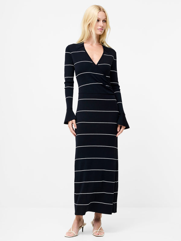 fcuk Ottie Knitted Stripe Maxi Dress Navy White