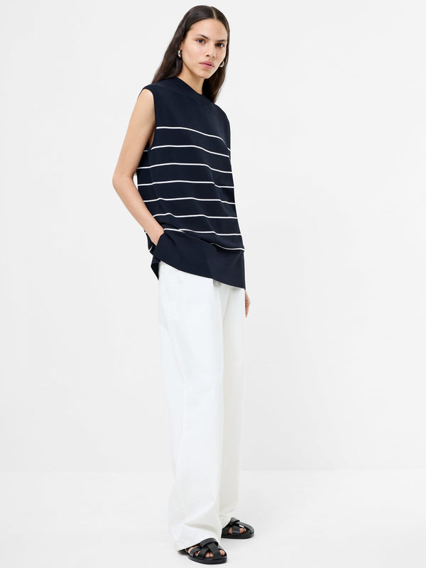 Fcuk Ottie Striped Vest Navy White