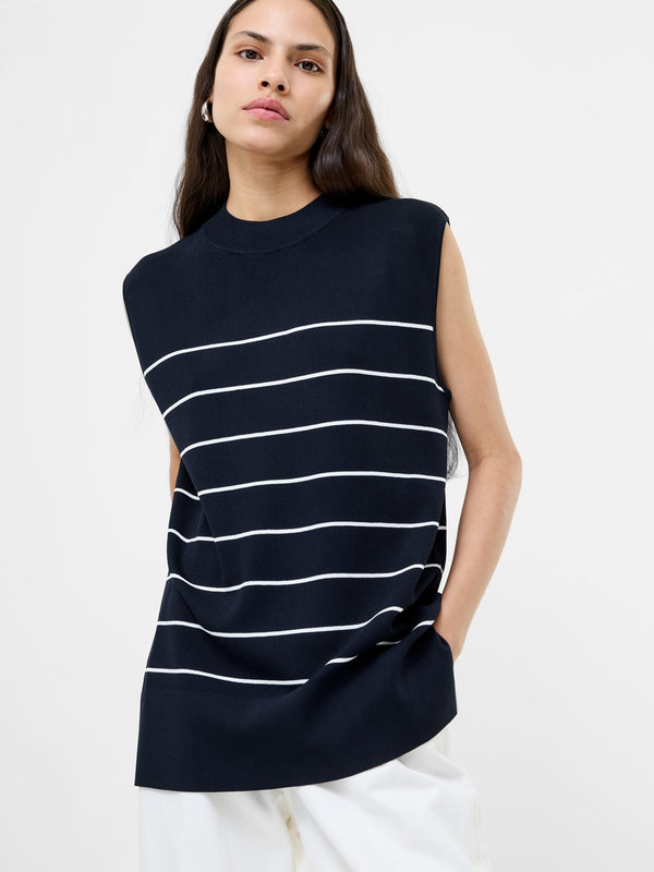 Fcuk Ottie Striped Vest Navy White