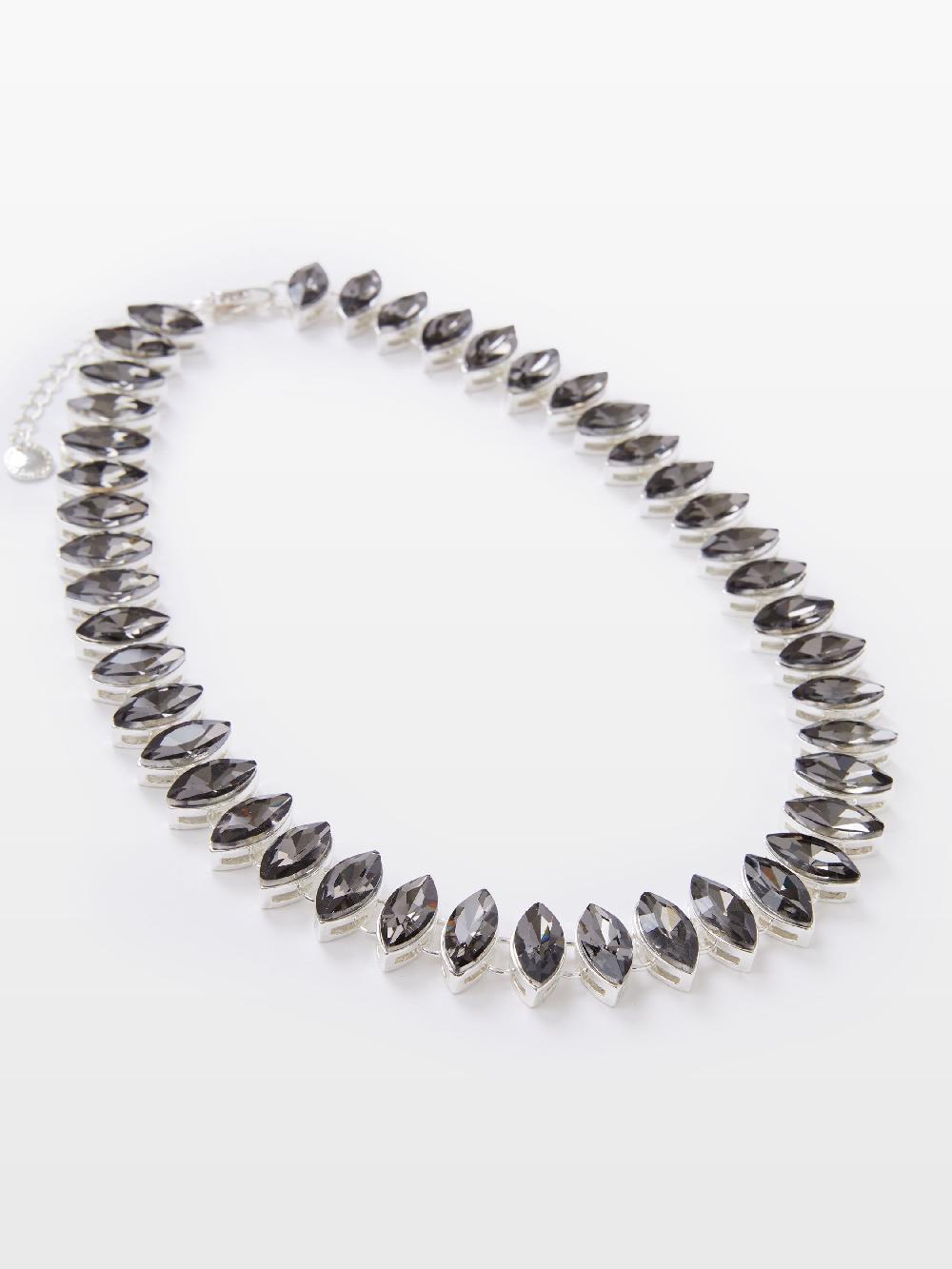 Fcuk Oval Crystal Necklace Black/Silver