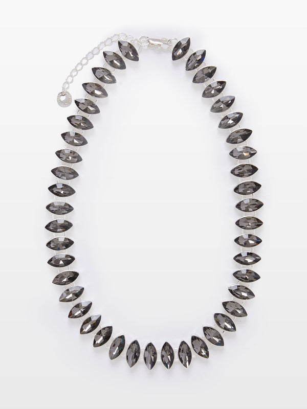 fcuk Oval Crystal Necklace Black/Silver