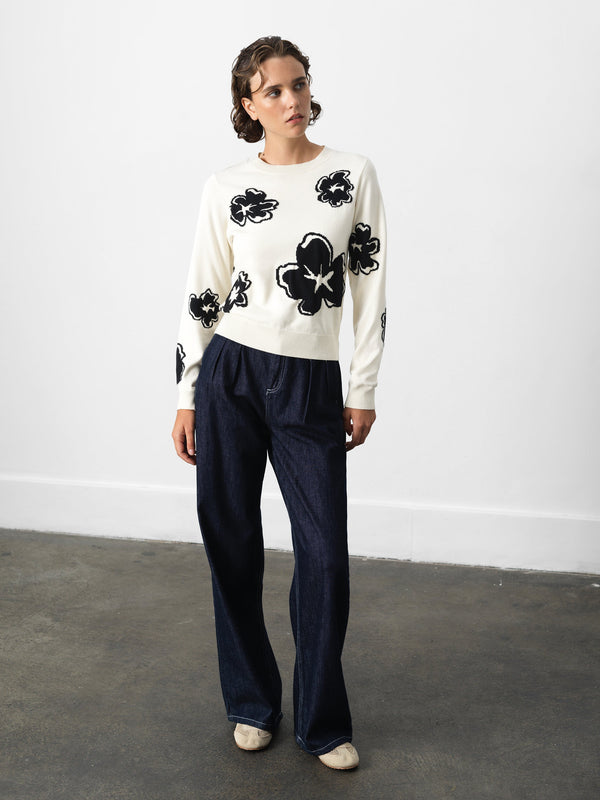 Fcuk Paislee Floral Jacquard Jumper White Multi
