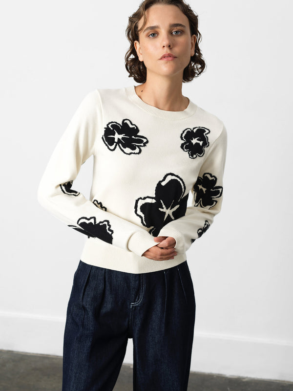 fcuk Paislee Floral Jacquard Jumper White Multi