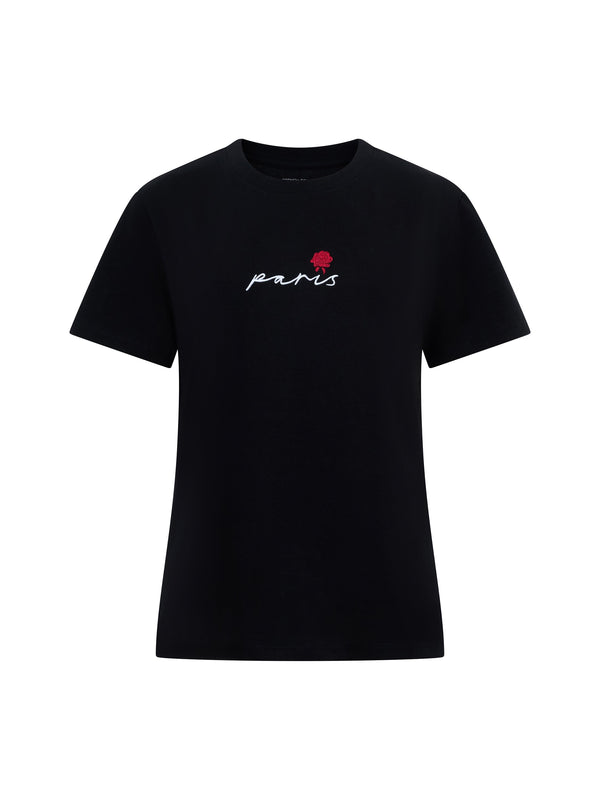 Fcuk Paris Embroidered T-Shirt Black