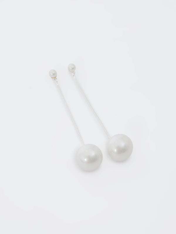 fcuk Pearl Dangle Drop Earrings Silver