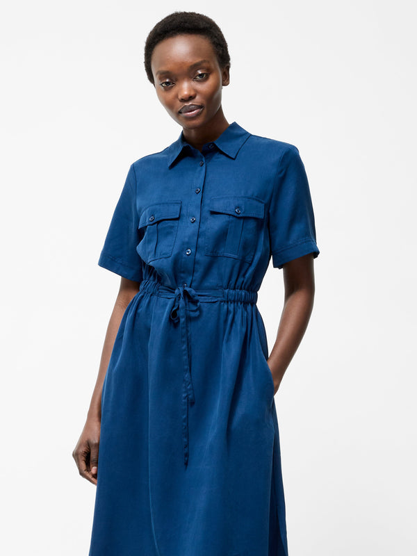 Fcuk Pocket Shirt Dress Midnight Blue
