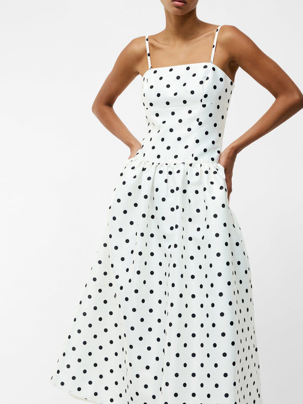 Fcuk Polka Dot Midi Dress Summer White/Polka D