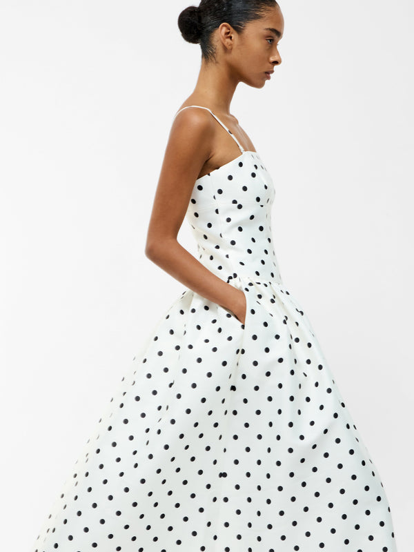 fcuk Polka Dot Midi Dress Summer White/Polka D