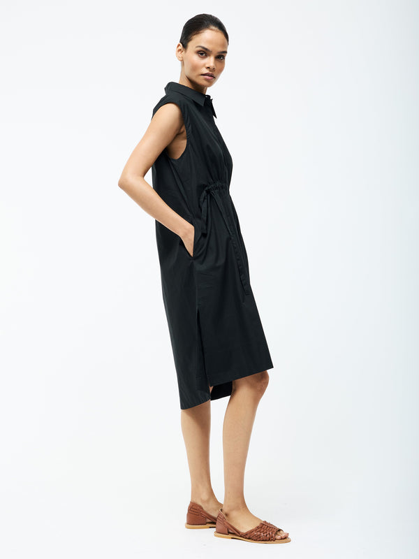 Fcuk Poplin Tie Sleeveless Dress Black