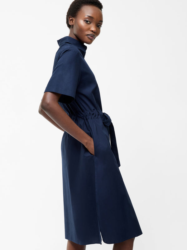 Fcuk Poplin Tie Waist Shirt Dress Midnight