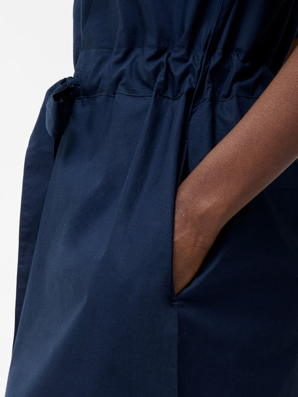 Fcuk Poplin Tie Waist Shirt Dress Midnight