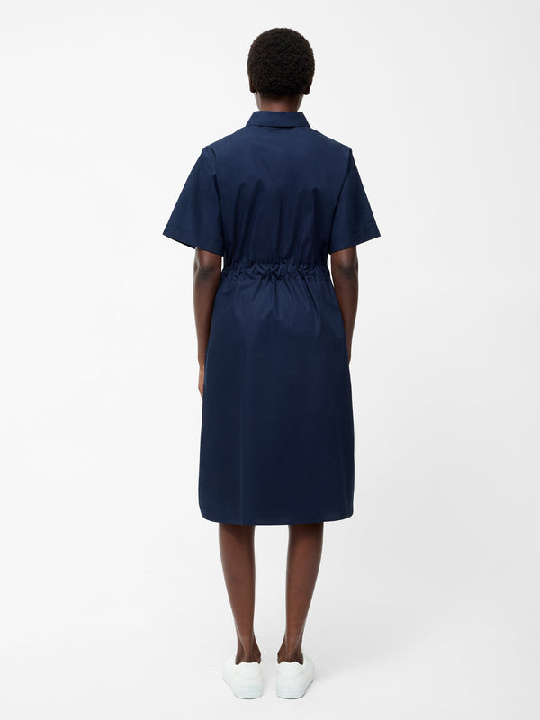 Fcuk Poplin Tie Waist Shirt Dress Midnight