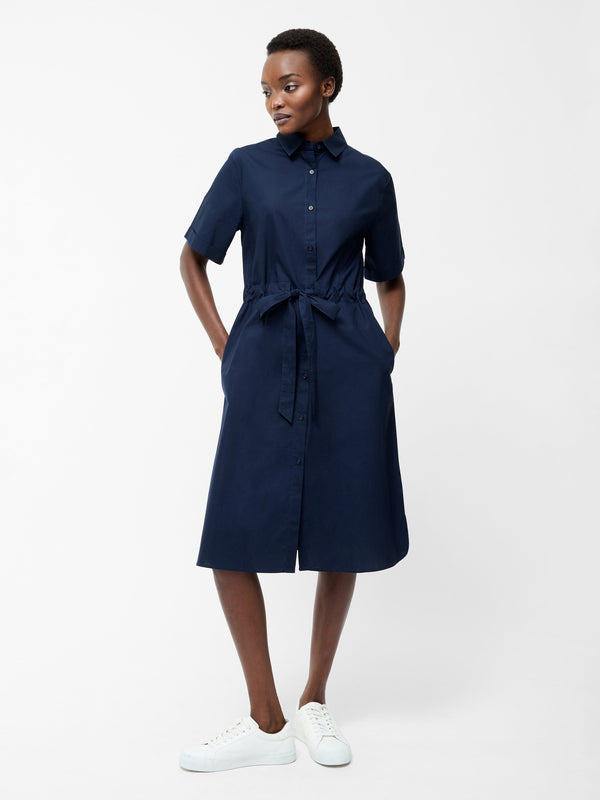 fcuk Poplin Tie Waist Shirt Dress Midnight