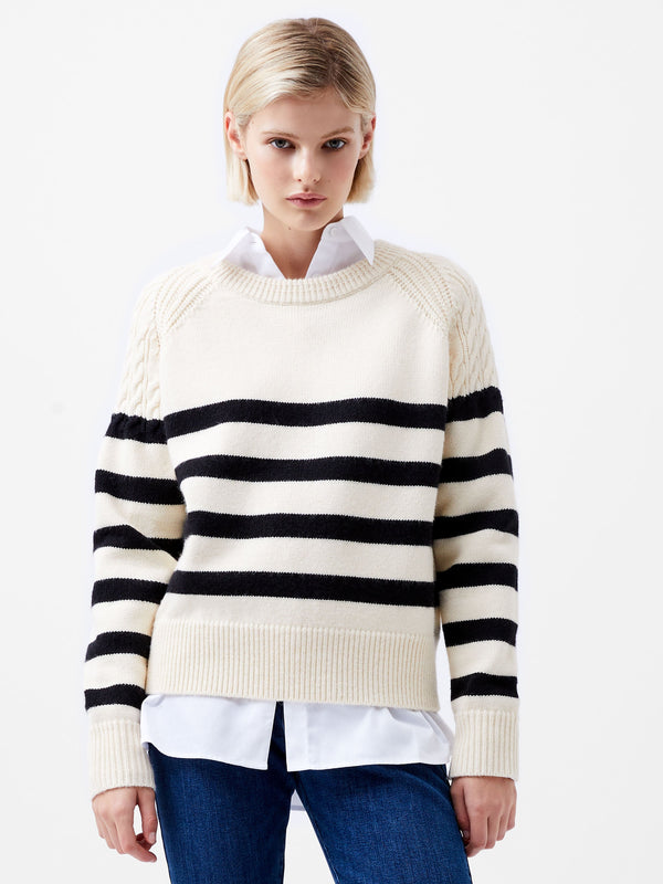 fcuk Quinley Stripe Jumper Classic Cream/Blacko
