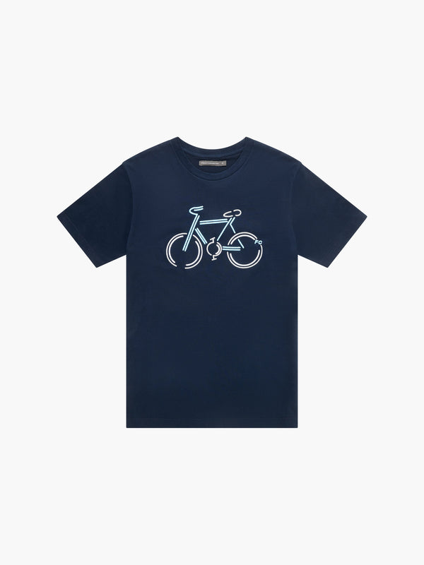 fcuk Racer Bike Embroidered T-Shirt Marine