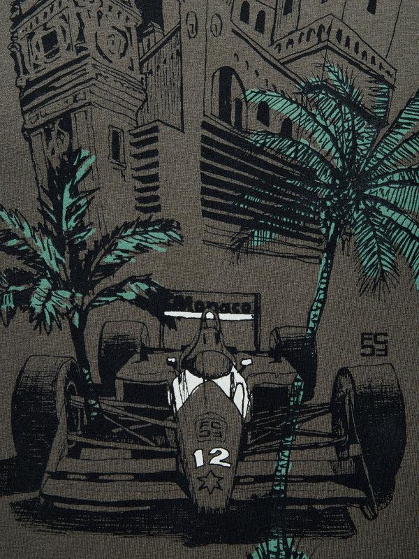 Fcuk Racing Car Graphic T-Shirt Khaki