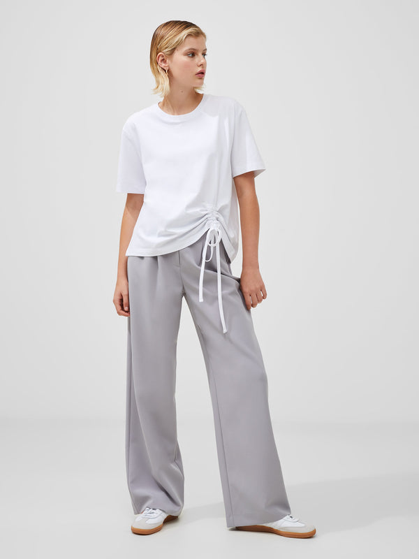 Fcuk Rallie Cotton Rouched T-Shirt Linen White