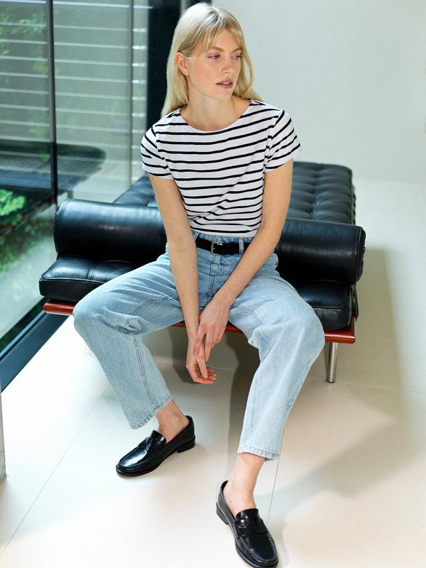 fcuk Rallie Stripe Fitted T-Shirt White/Black