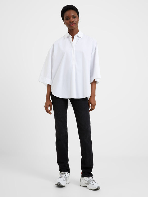 Fcuk Rhodes Poplin Popover Shirt Linen White