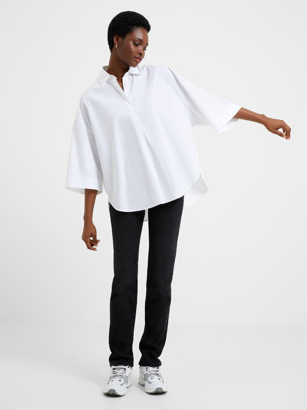 Fcuk Rhodes Poplin Popover Shirt Linen White