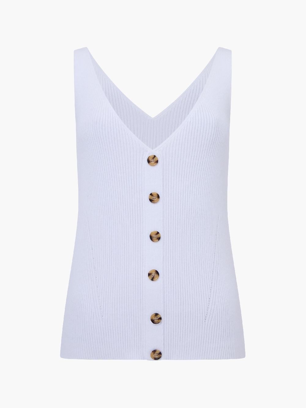Fcuk Ribbed Button Vest Summer White