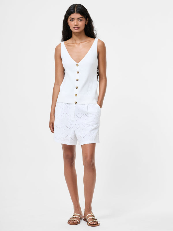 fcuk Ribbed Button Vest Summer White