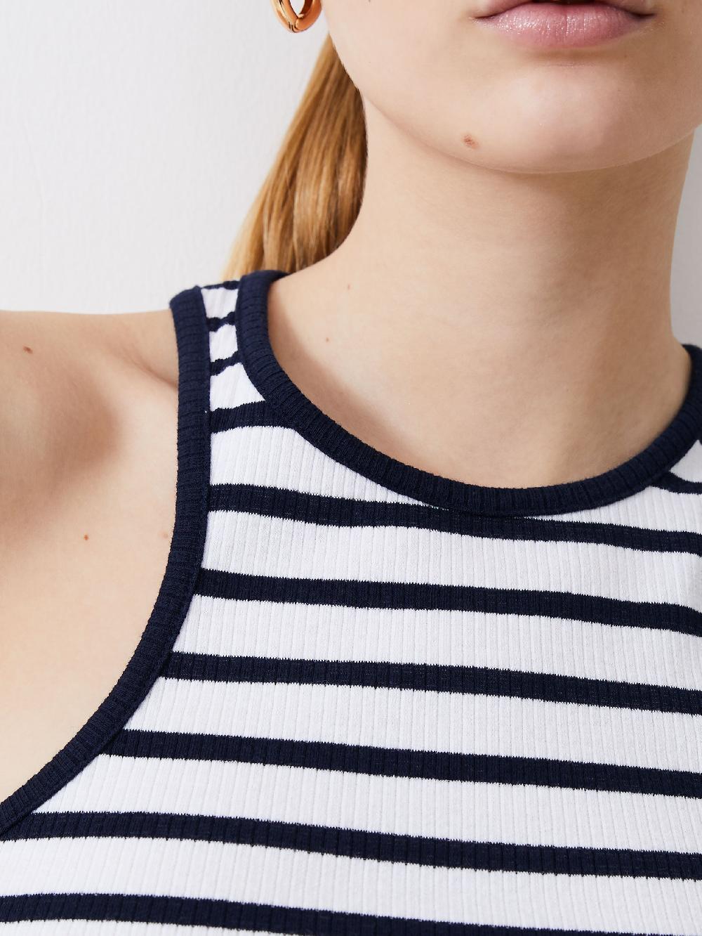 Fcuk Ribbed Racer Stripe Dress Dk Navy/White