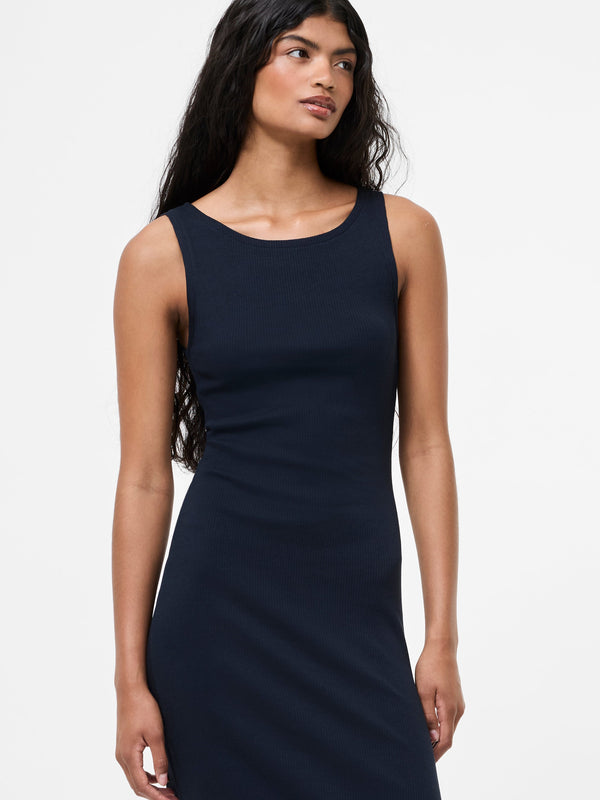 Fcuk Ribbed Slash Neck Midi Dress Midnight