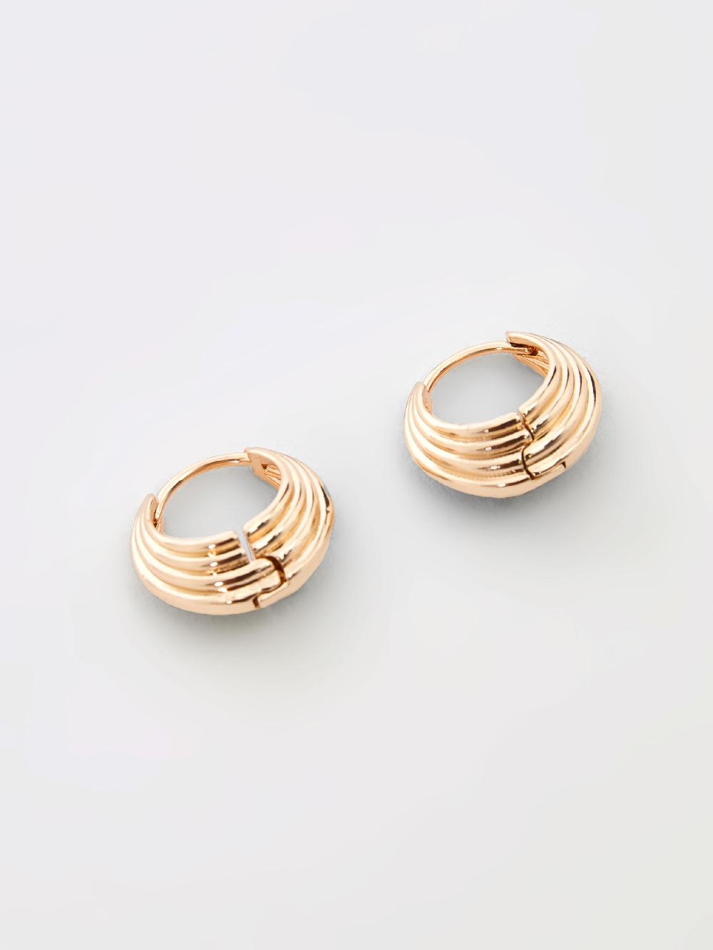 Fcuk Ridged Huggie Hoop Earrings Gold
