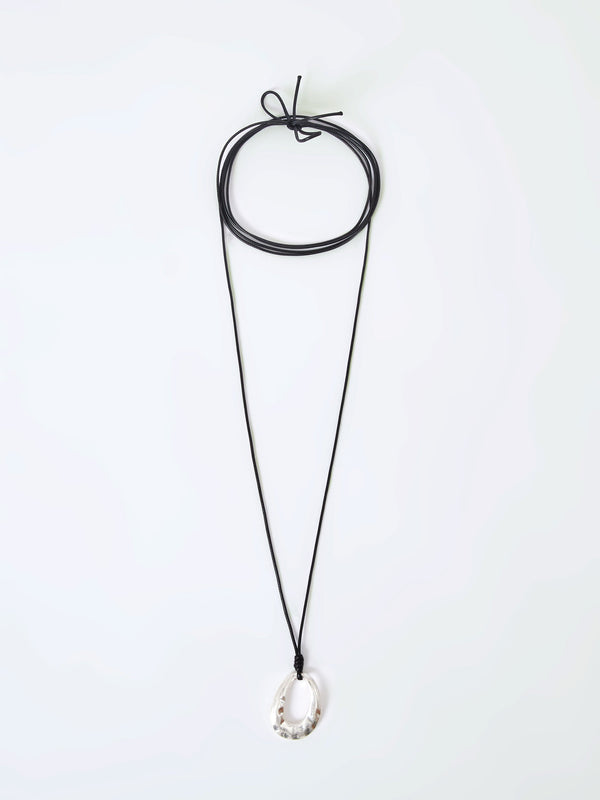 fcuk Rope Drop Pendant Necklace Silver/Black