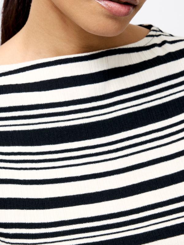Fcuk Sasia Rib Stripe Fitted Top Black/White