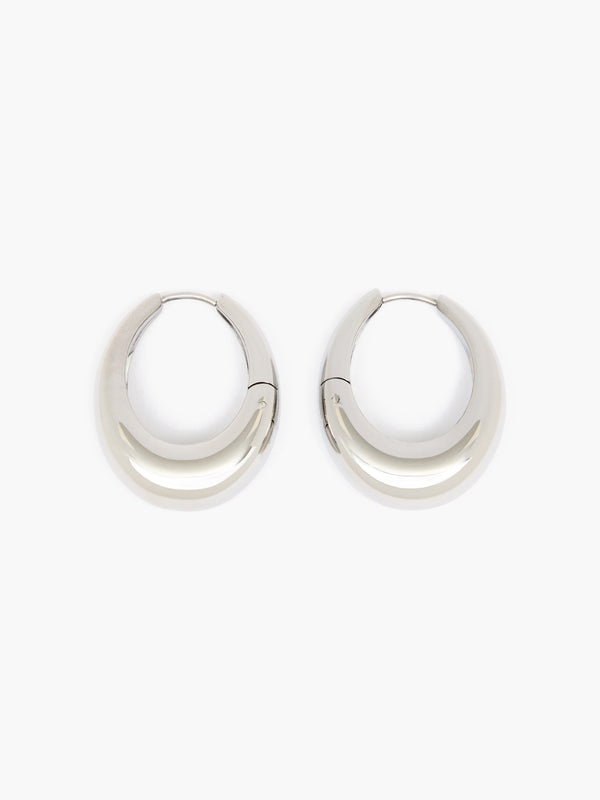 fcuk Sculptural Oval Hoop Earrings Rhodium