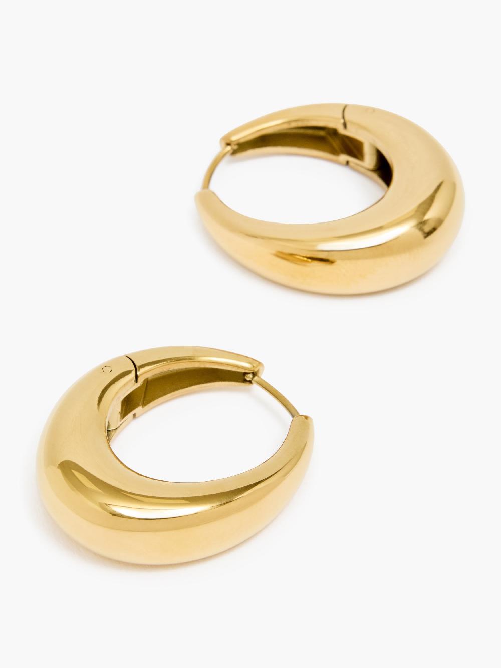 Fcuk Sculptural Oval Hoop Earrings Warm Gold
