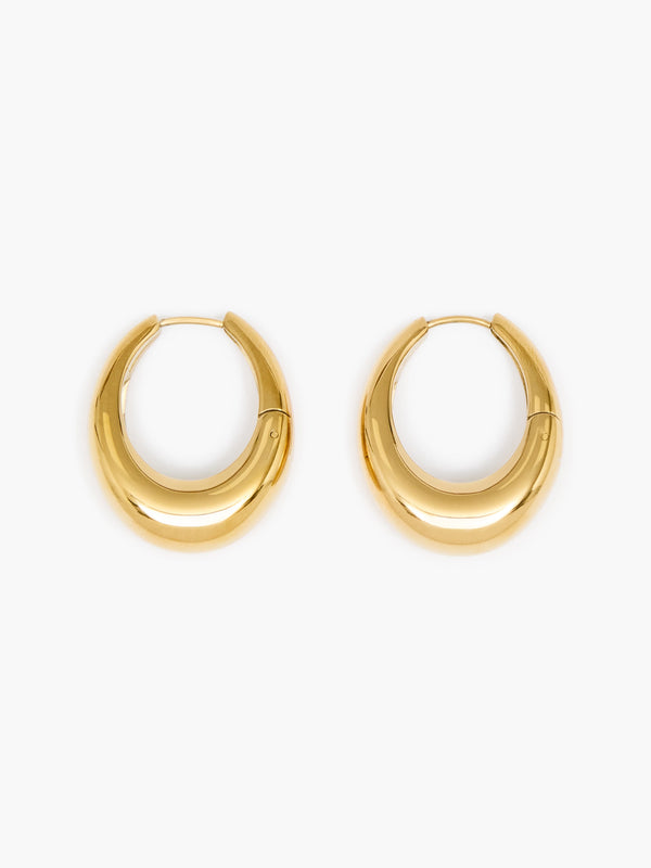 fcuk Sculptural Oval Hoop Earrings Warm Gold