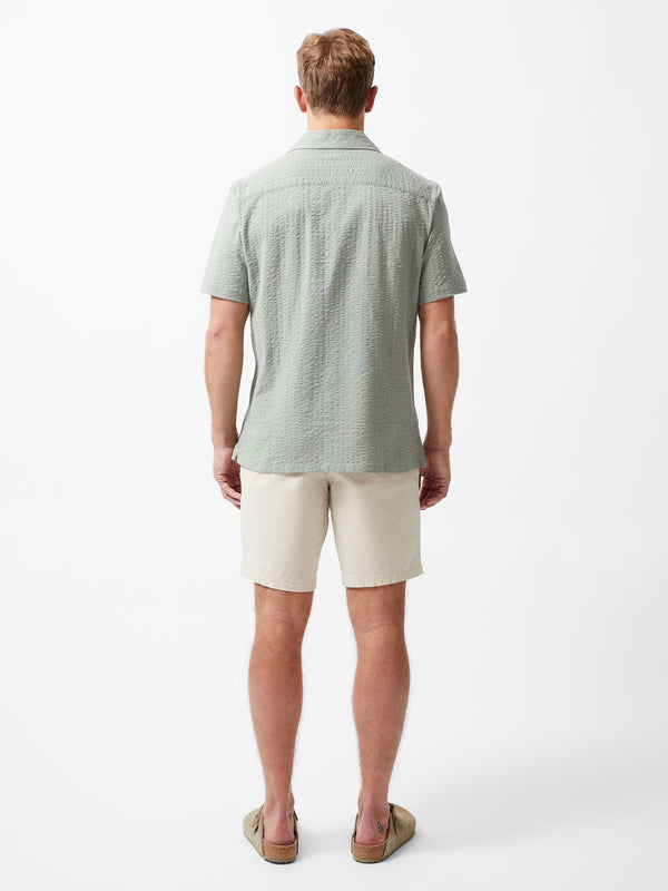 Fcuk Seersucker Short Sleeve Shirt Sage Green