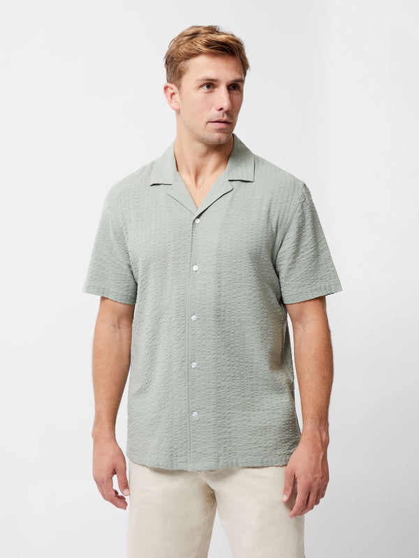 fcuk Seersucker Short Sleeve Shirt Sage Green