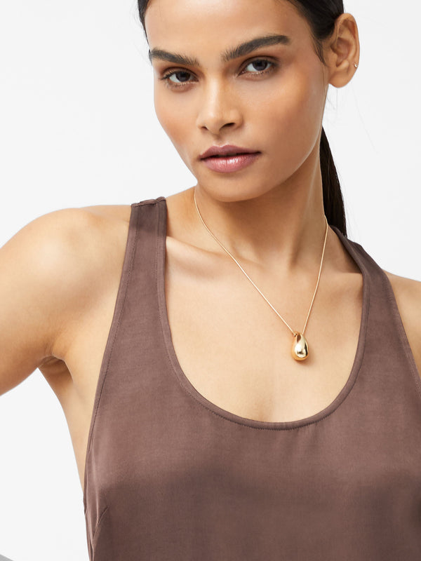 Fcuk Sera Eco Satin Tank Top Walnut Brown