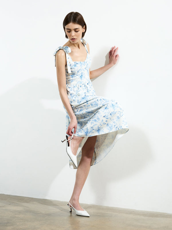 fcuk Serenity Dale Crepe Midi Dress Cream/Blue