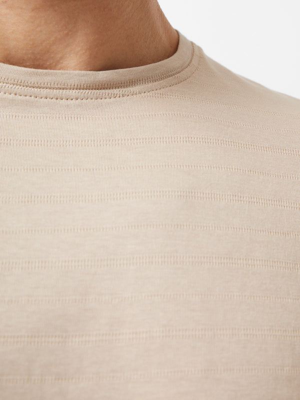 Fcuk Short Sleeve Jacquard T-Shirt Sand