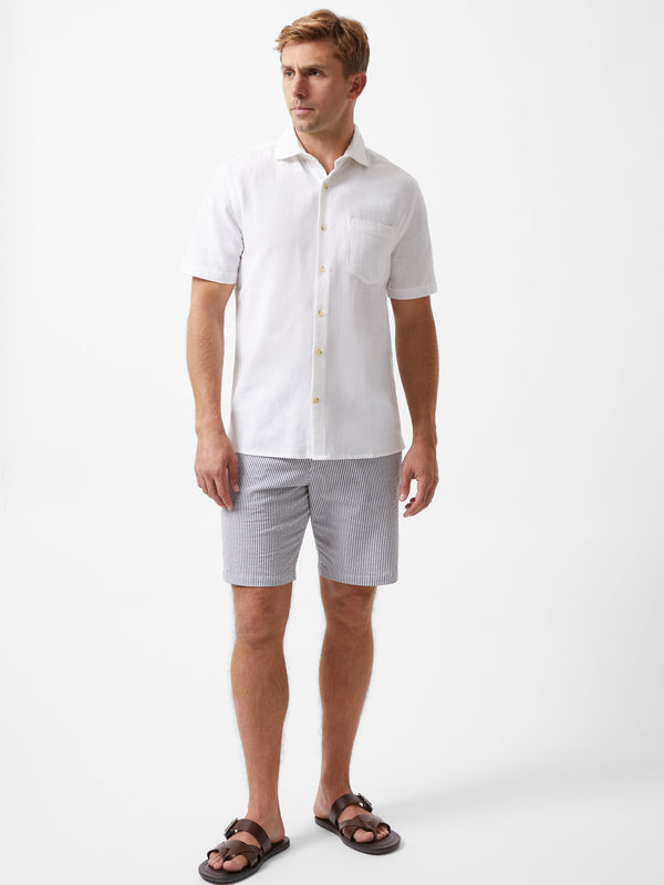 Fcuk Short Sleeve Linen Blend Shirt White