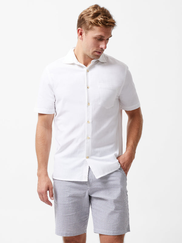 fcuk Short Sleeve Linen Blend Shirt White