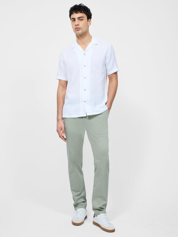 Fcuk Short Sleeve Matty Weave Revere Shirt White