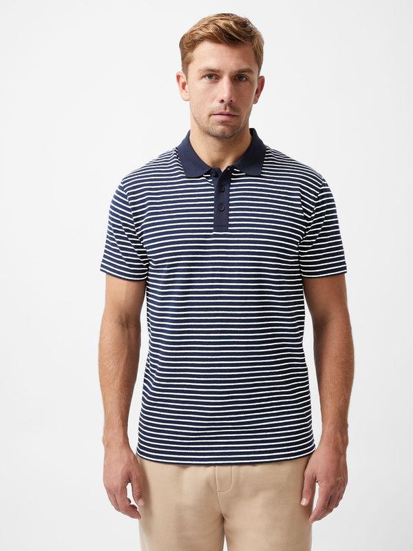 fcuk Short Sleeve Regular Stripe Polo Navy/Ecru