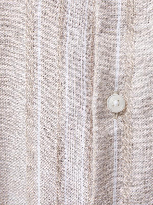 Fcuk Short Sleeve Stripe Pocket Shirt Sand Stripe