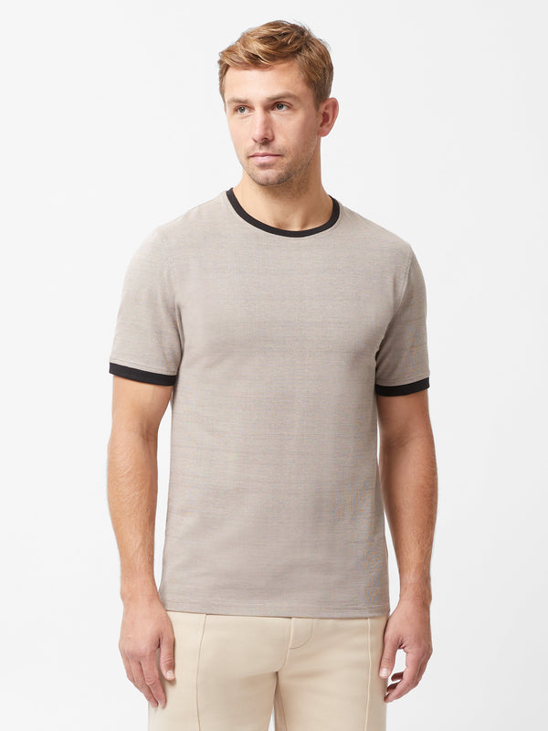 fcuk Short Sleeve Textured T-Shirt Sand/Black