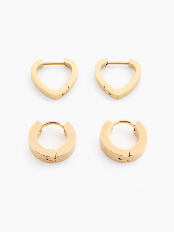 fcuk Small Huggie Hoop Earrings (2 Pairs) Gold