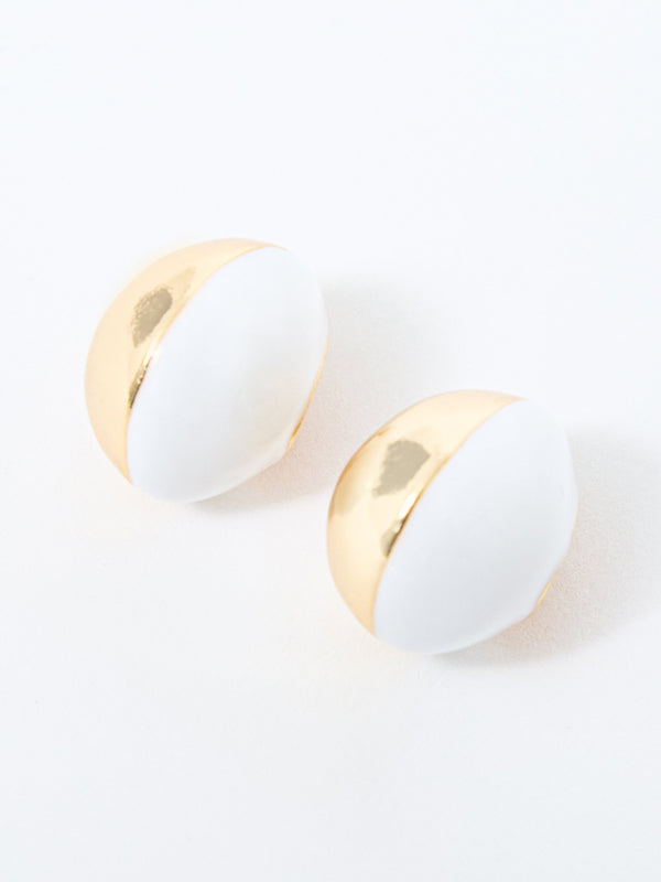 Fcuk Small Two Tone Teardrop Earrings White/Gold
