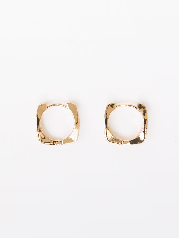 fcuk Square Huggie Hoop Earrings White/Gold